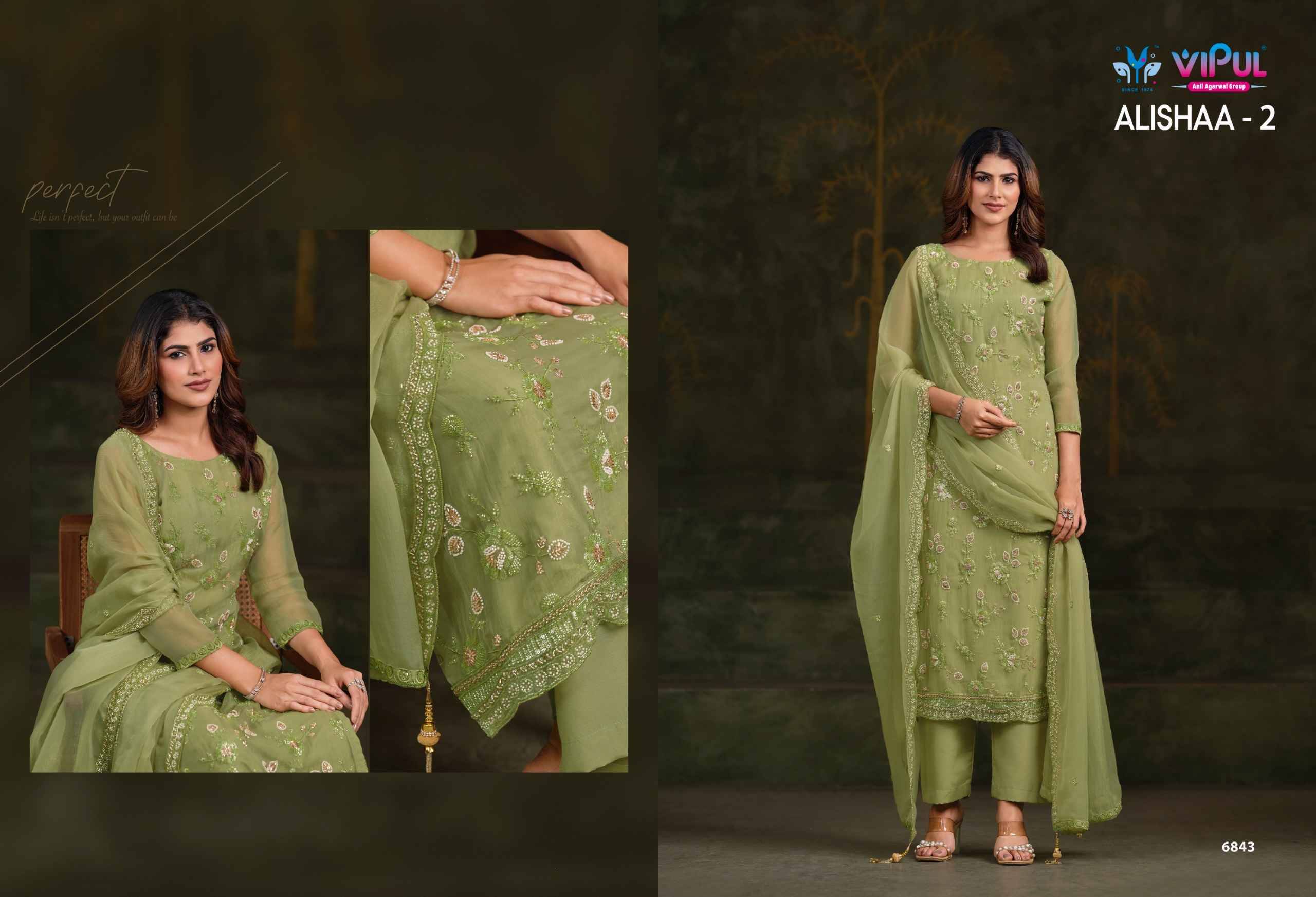 Alishaa Vol 2 By Vipul 6841 to 6846 Series Designer Festive Suits Beautiful Fancy Stylish Colorful Party Wear & Occasional Wear Chiffon Dresses At Wholesale Price